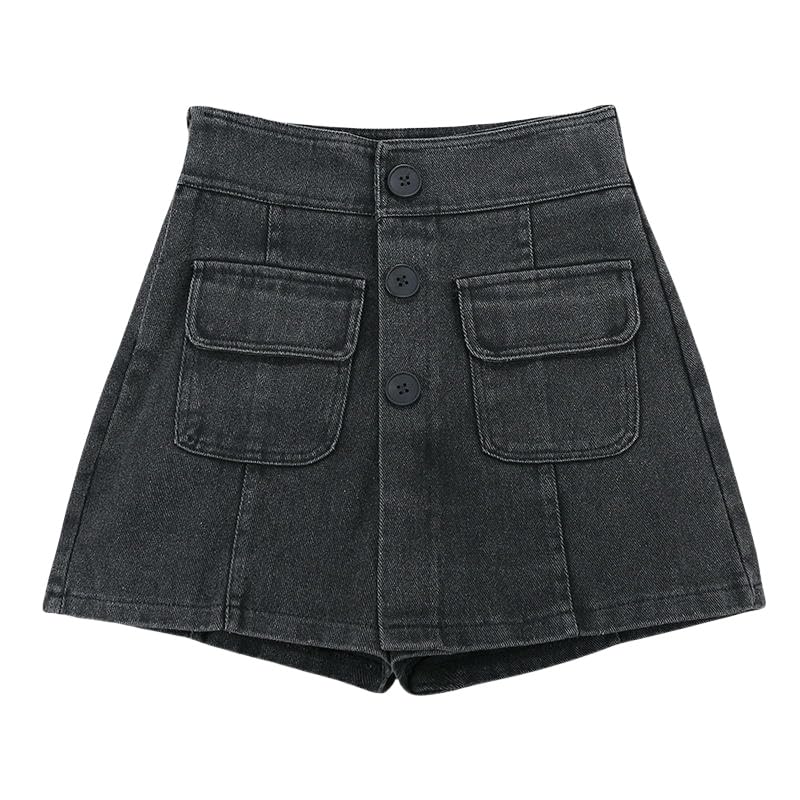 Short en jean délavé taille haute et jambe large pour femme