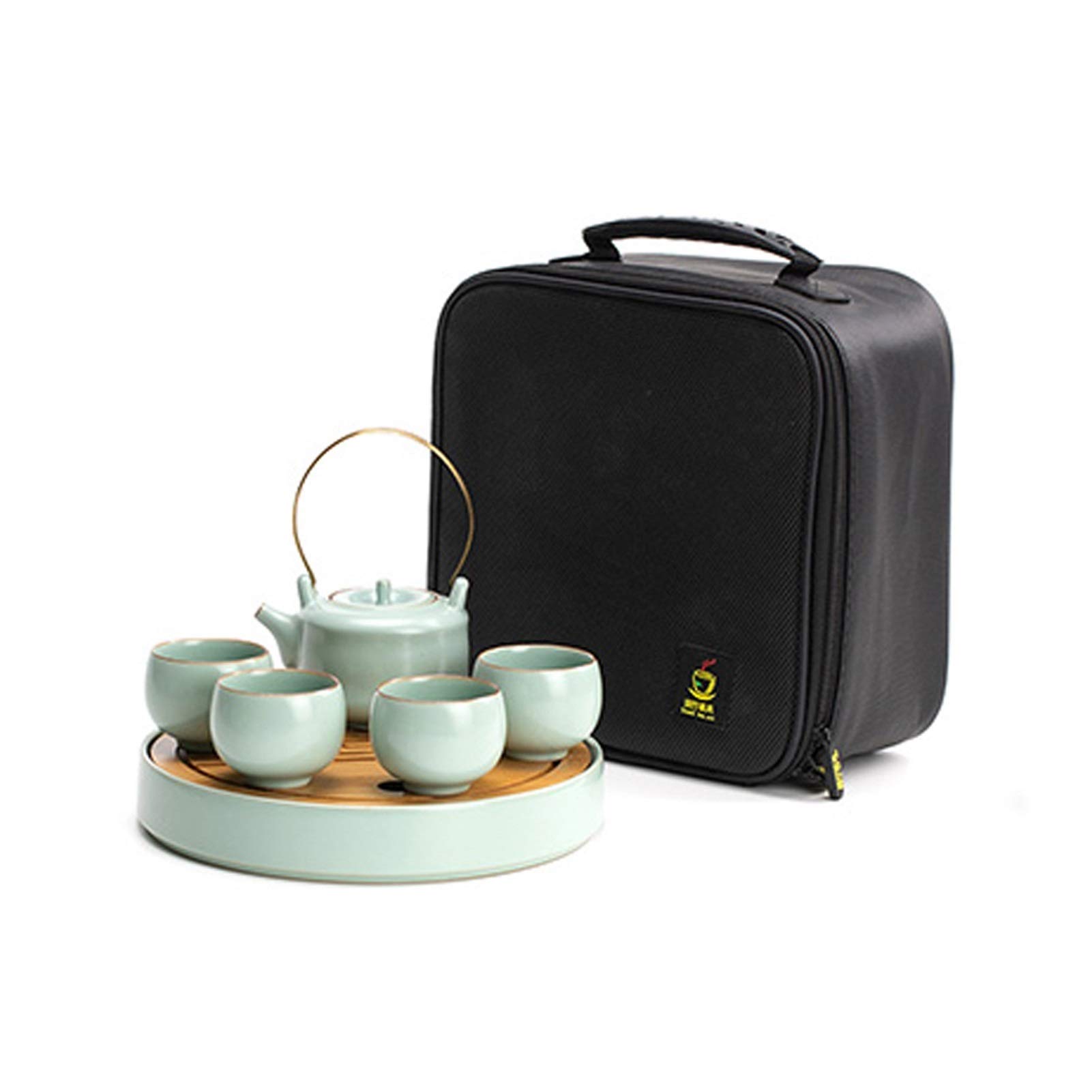 Service à thé Gongfu en céramique avec 4 tasses théière et plateau