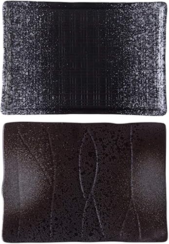 Hemoton Bandeja de cerámica para servir sushi, platos rectangulares de porcelana japonesa, platos de servir para ensalada de sushi, pasta y queso