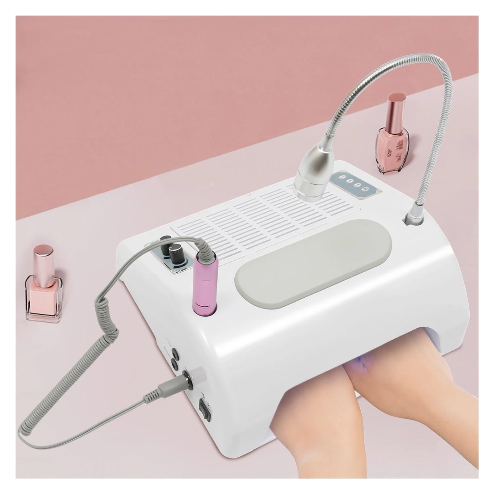 5-in-1 Electric Nail Drill Machine UV/LED Lights 178W Salon Grade suitable for Most Adhesives White