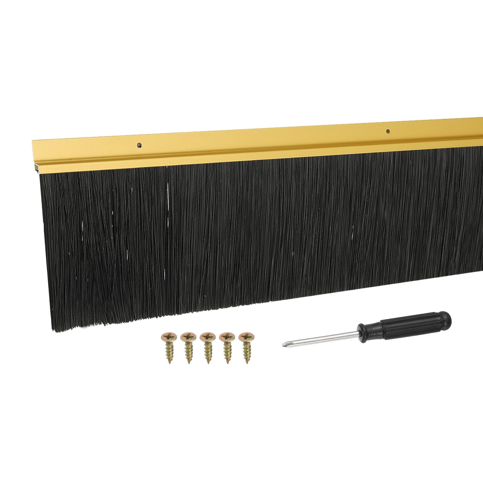 YELARXI Door Sweep Aluminum Alloy Brush Sweeps, 2.8 Inch Black PP Brush 39"L x 3.7"W Fit for Gaps of Door Bottom