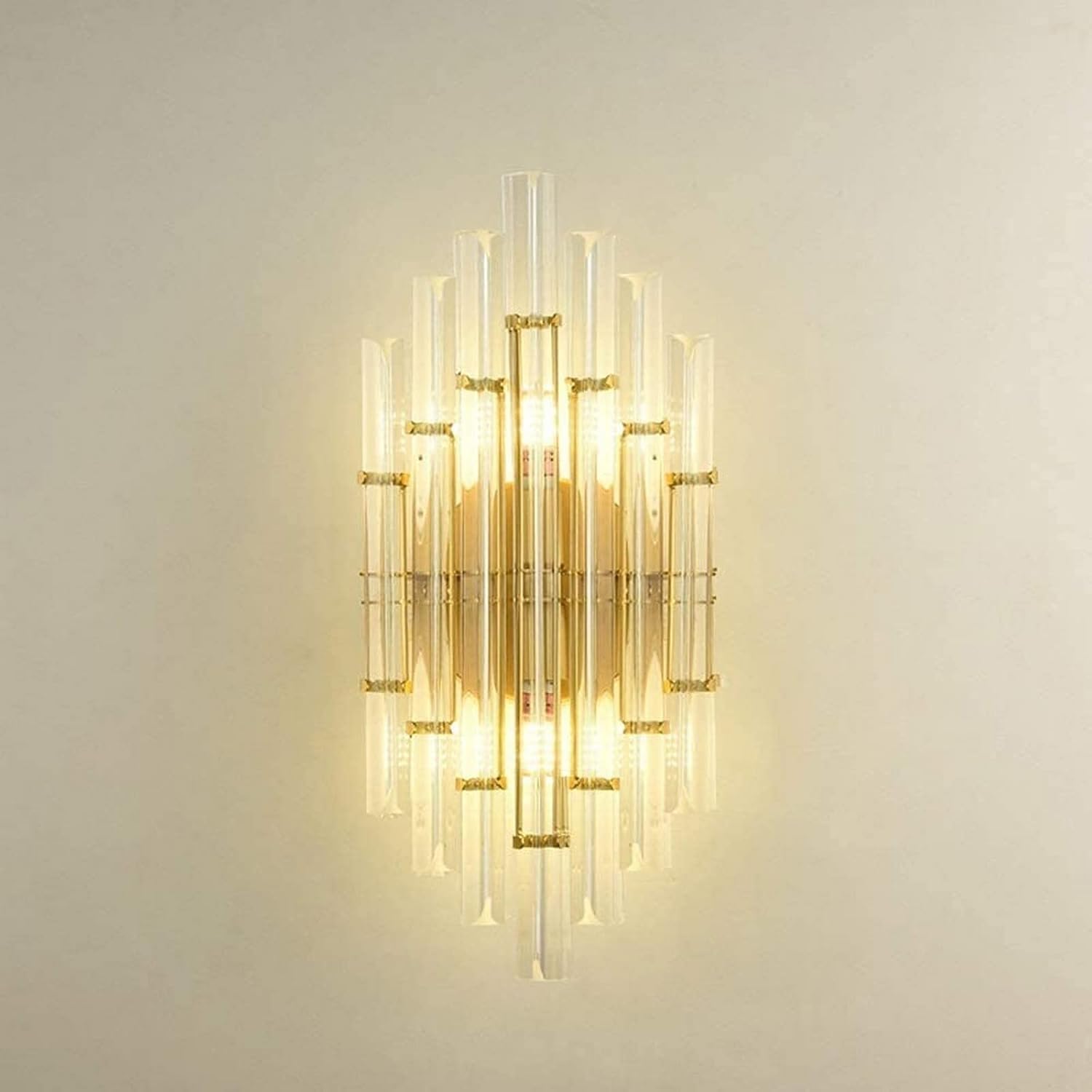 ZTCHSENZT Wall Light Crystal Wall Sconce 2-Lights E14 Postmodern Luxury Wall Lamp Creativity Modern Gold Wall Lights Living Room Bedroom Lamp,Lighting Wall Sconce,Gold