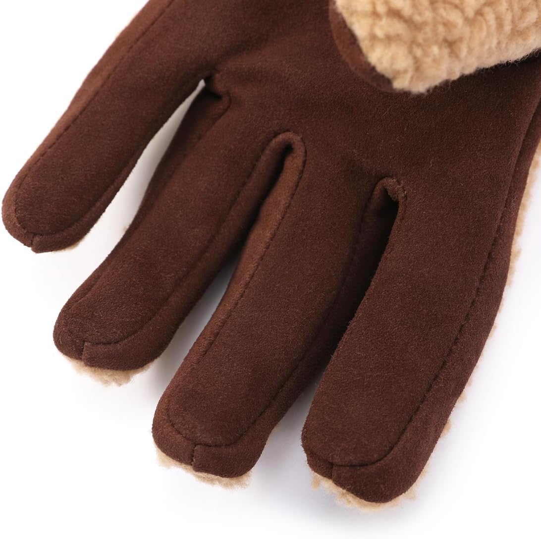 Harssidanzar Men's Sherpa Gloves Thermal Outdoor Gloves Warm Lined For Winter SM041US - Image 3