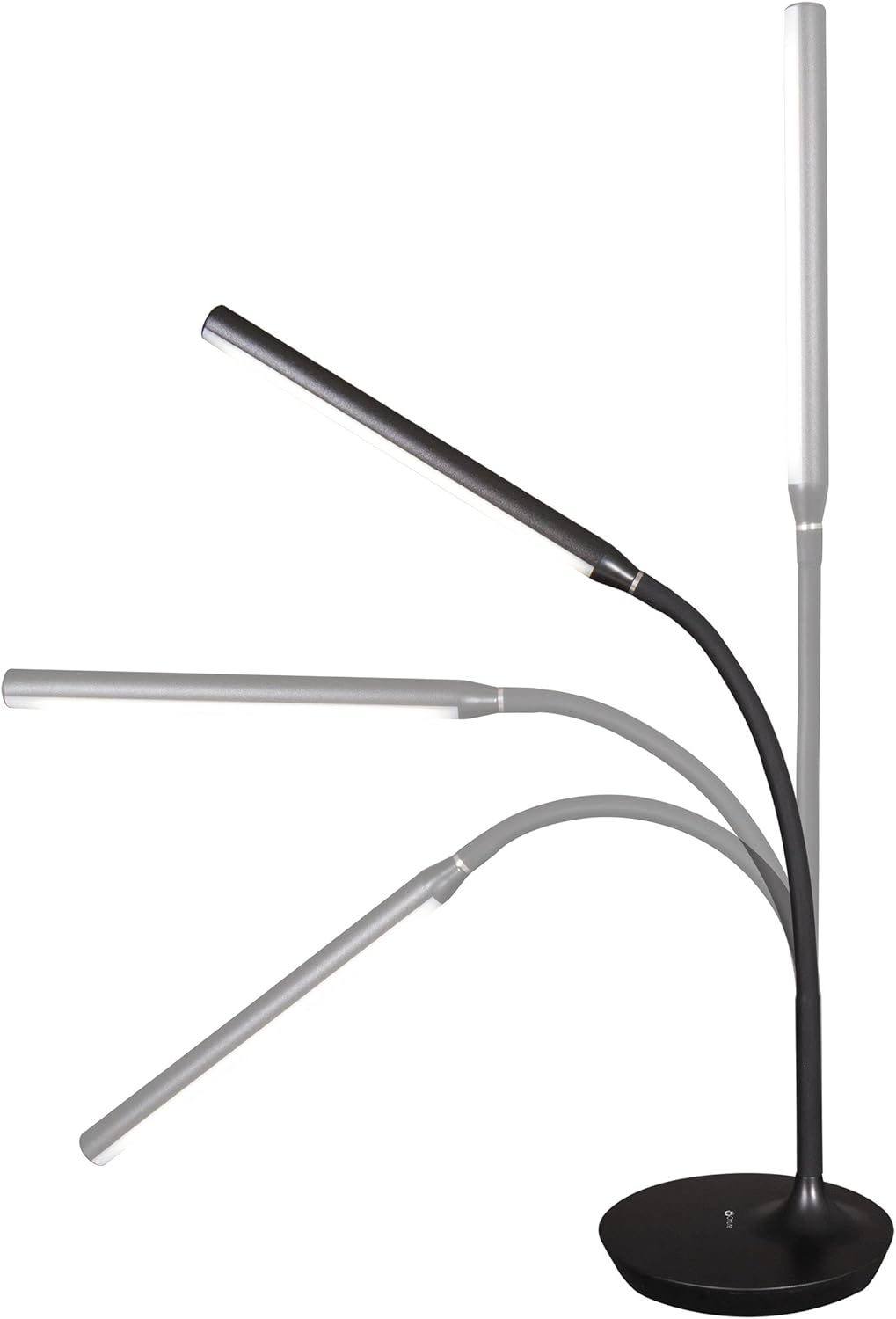 Diagram showing the flexible neck of the OttLite lamp adjusting to different positions.