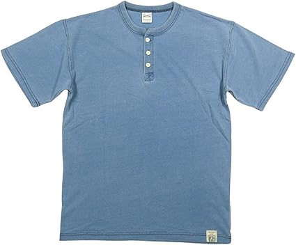 Amazon | [ヒューストン] インディゴ 半袖 ヘンリーネック T
