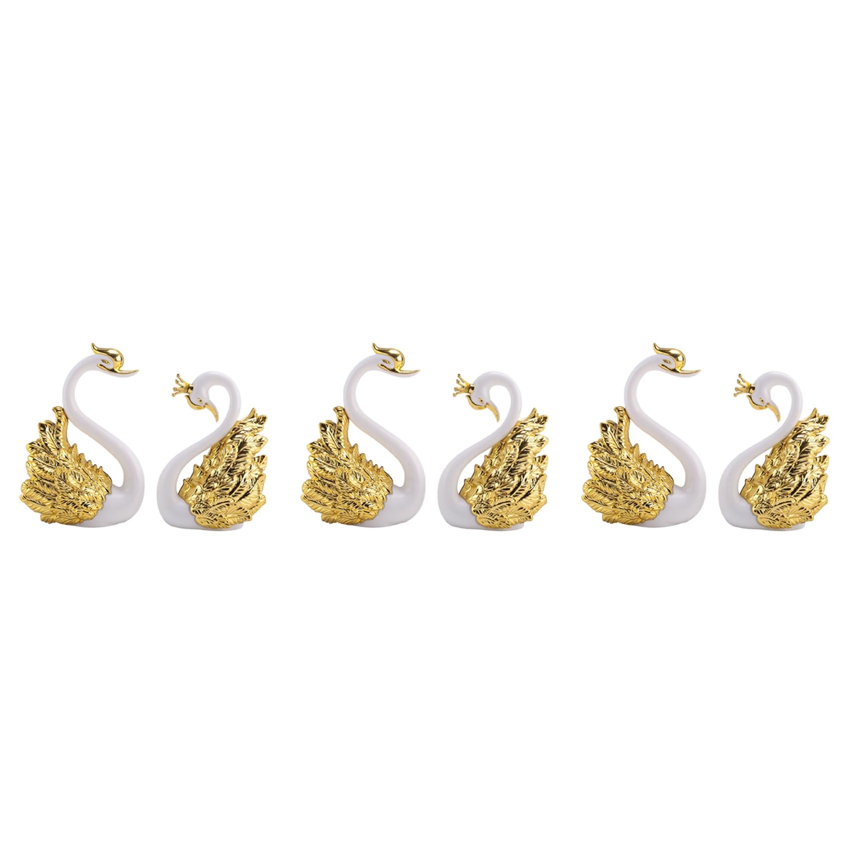 Hndhbfgrt 6 Pieces of Swan Ornaments Figurines,Swan Cake Decoration,Car Figurines Decoration,Home Wedding A