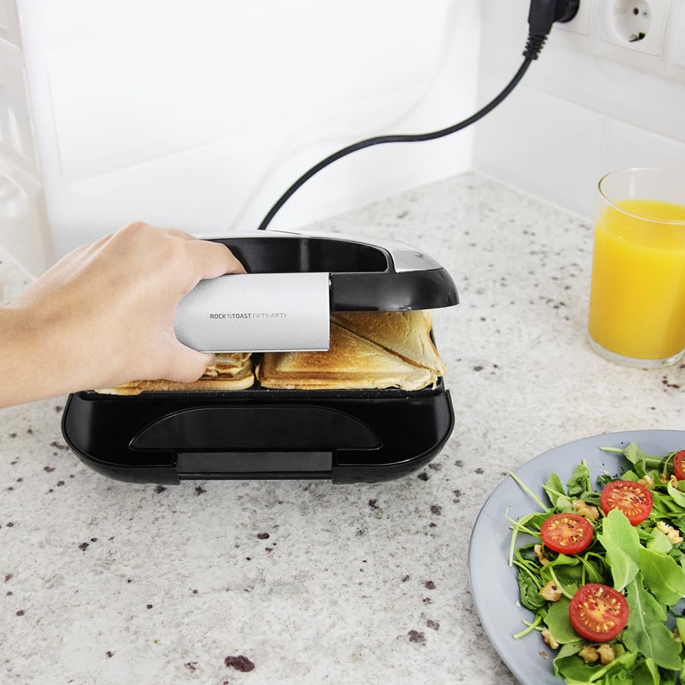 Cecotec Sandwichera Rock'nToast Deep Classic, 1000 W, Mayor amplitud, Placa triangulares, Tostado uniforme, Revestimiento RockStone, Capacidad 2 Sándwiches, Libre de PFOA