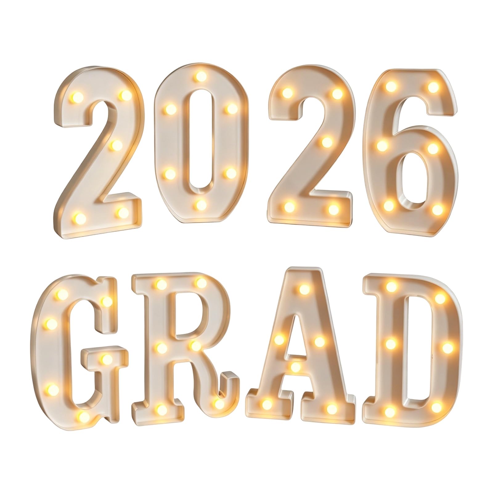Class of 2026 Celebration Decors 8 Count Light Up Letter Number for Graduation Photobooth Backdrops Table Display Graduation Letter