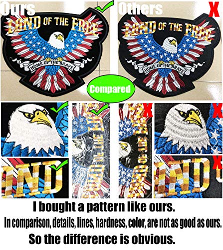 Falcon Tactical-Large American Flag Eagle Patch - Punk Rocker Rider Motorcycle Biker Patch Name Sew On Appliques Embroidered Patch For Jacket Back Black Iron On Fabric-11"Wx10"H #TOP3