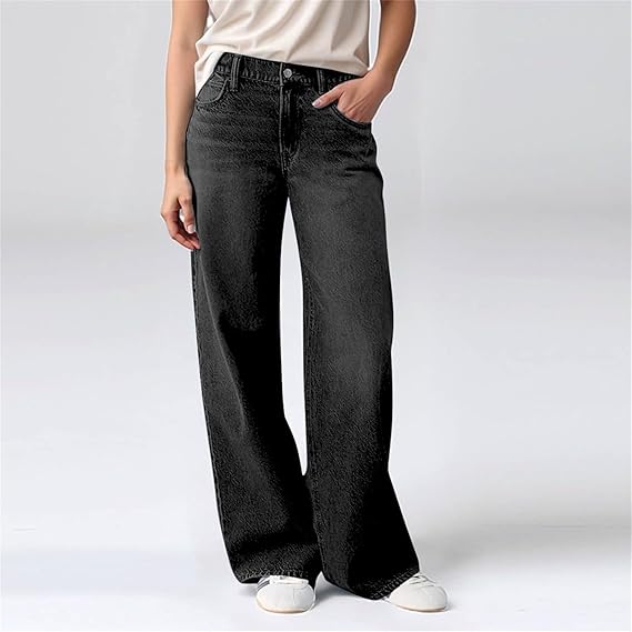 Cocila Baggy Jeans Damen - Hohe Taille Mit Weitem Bein Stretch