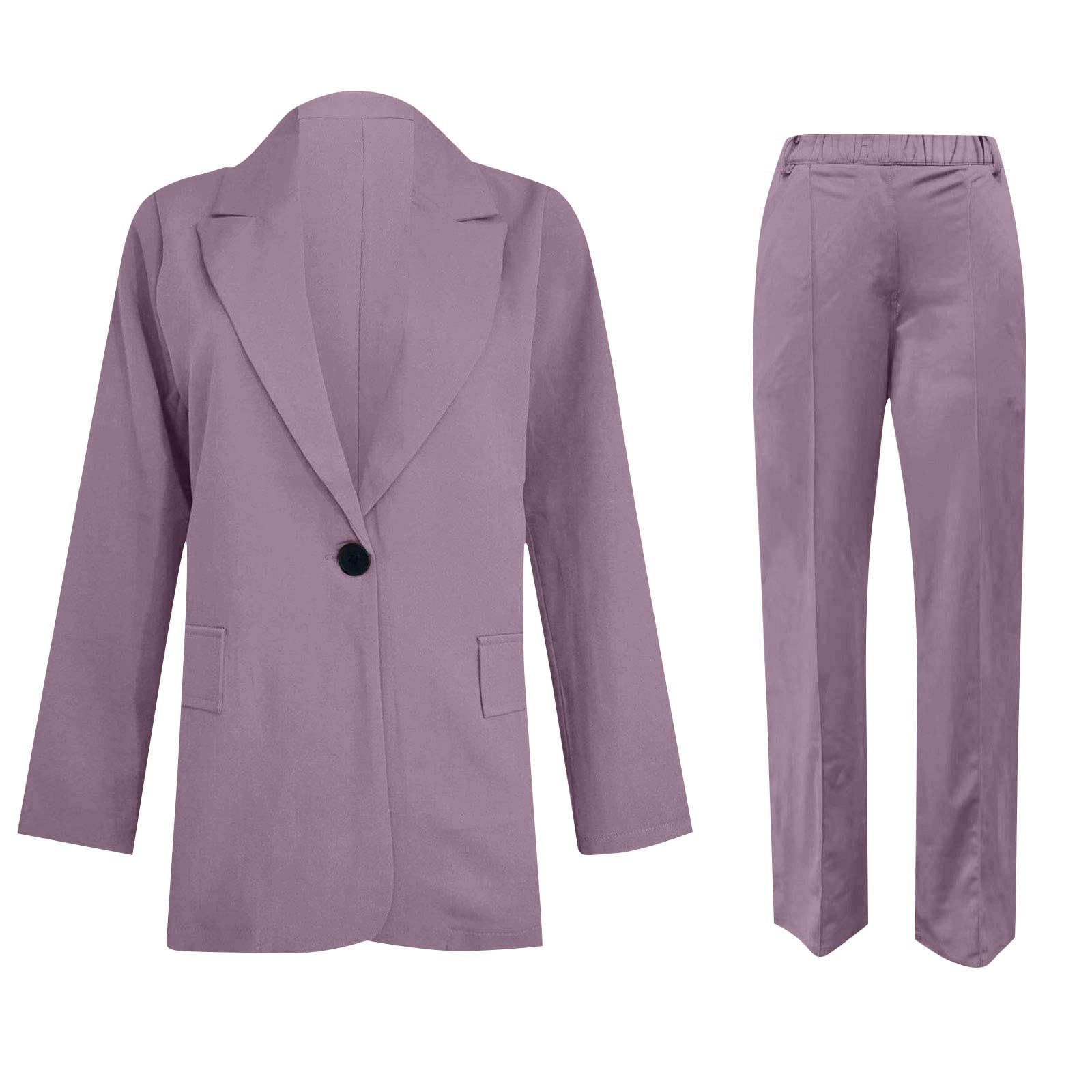 Completo Donna Estivo Elegante - Completi Donna Estivi Sportivi Completo da in Due Pezzi con Revers Completo da Lavoro Manica Lunga Bottoni Giacca E Pantalone Slim Fit E Ampio