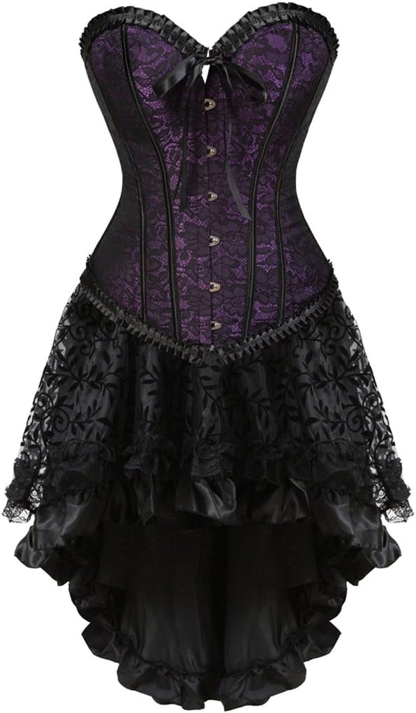 KranchungelSteampunk Corset Skirt Renaissance Corset Dress for Women Gothic Burlesque Corsets Costumes