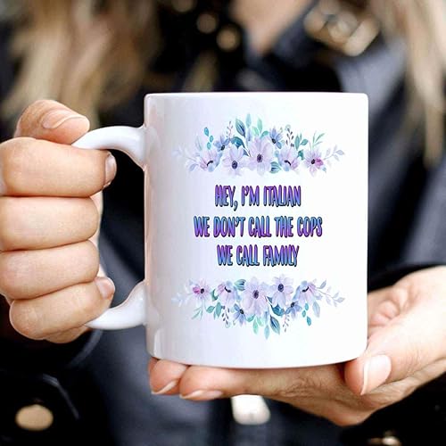 Miniatura 6 de Italian Flag Funny Gift, Ideal Housewarming Present for Family - We Don't Call the Cops, We Call Family on 11 Oz White Ceramic Coffee Mug