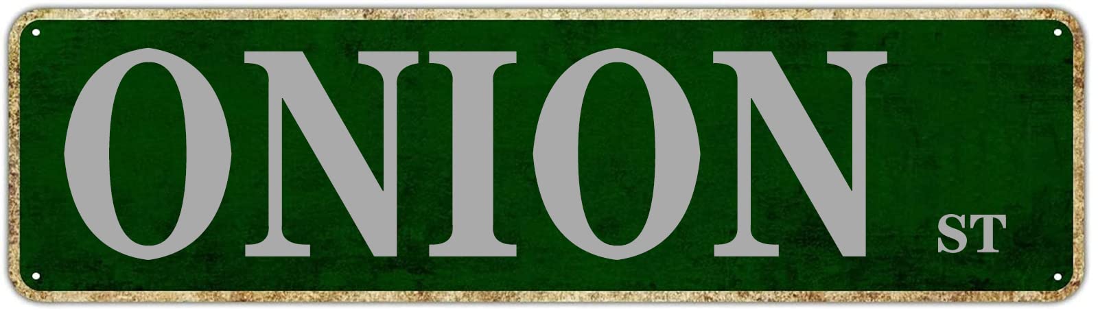 Onion St Retro Tin Signs Aluminum Metal Sign for Bedroom Kitchen Garden Wall Outdoor Non-Fade Pub Club Decor 4x16 Inch