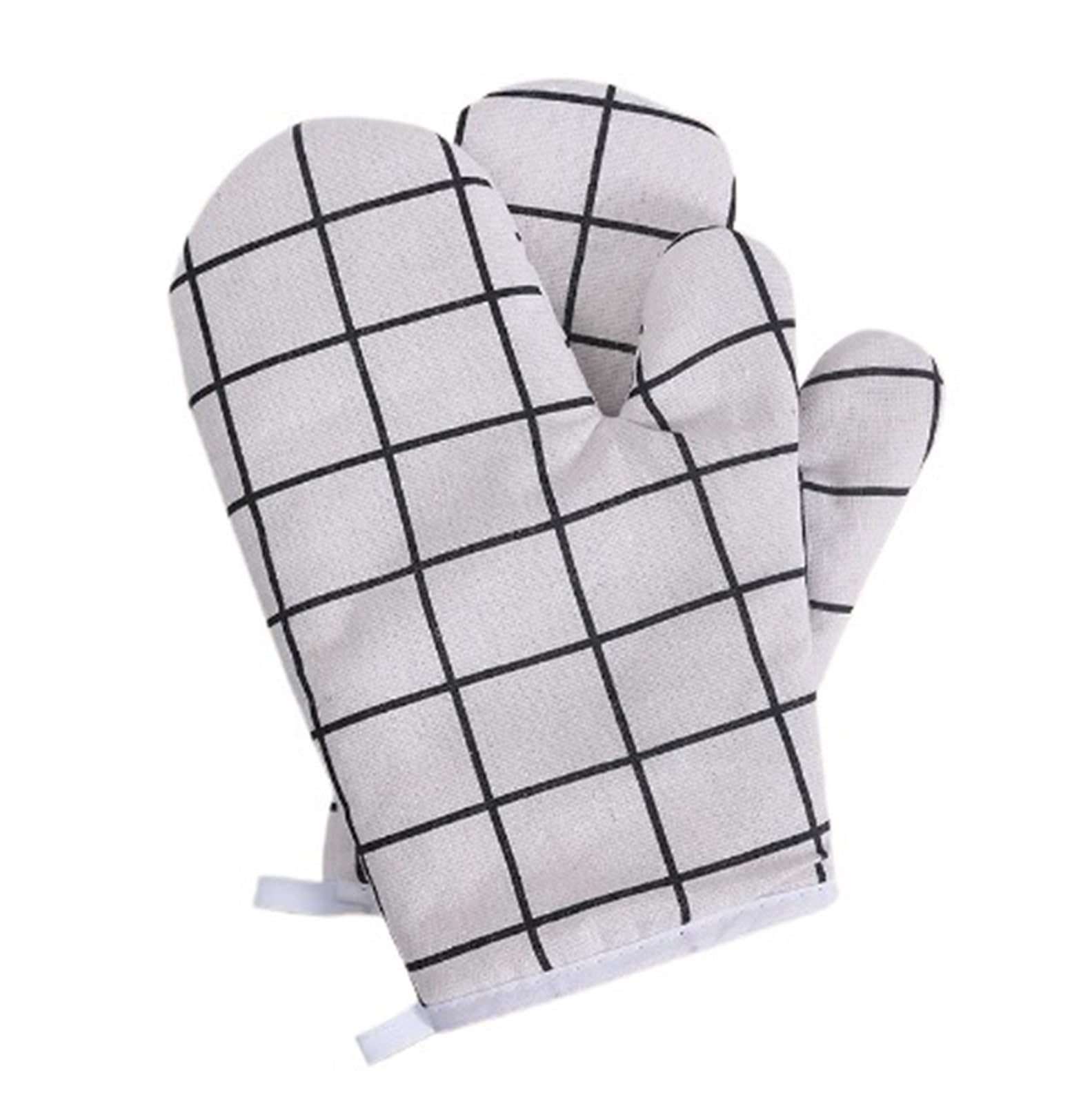 2pcs Kitchen Baking Gloves Microwave Oven High Temperature Resistant And Insulated Heat-Resistant For Kitchen(White)