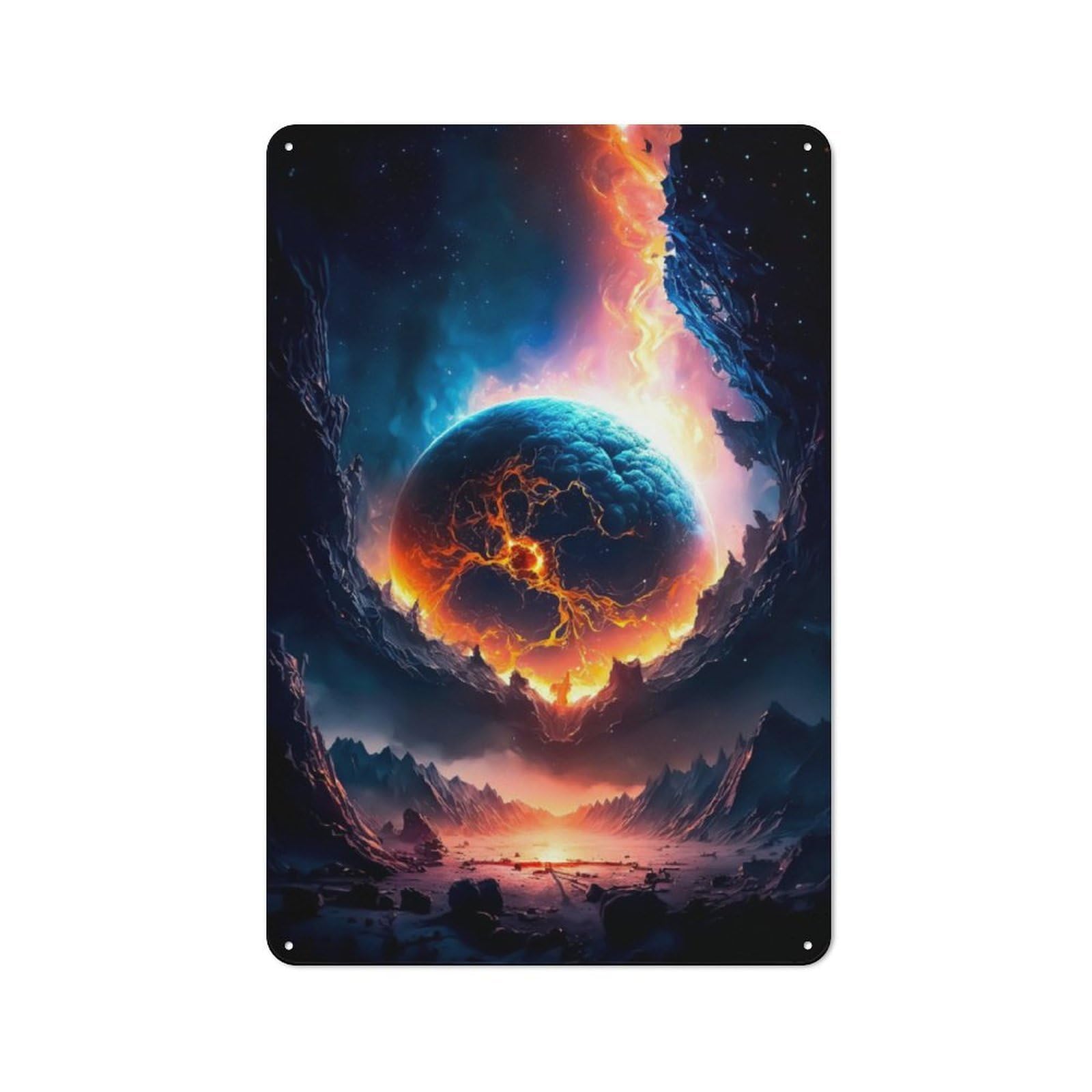 Junmoney Magma Planet Vintage Metal Plaque 30X20cm For Man Cave Or Games Room, For An Autumn Update To Man Cave And Games Room