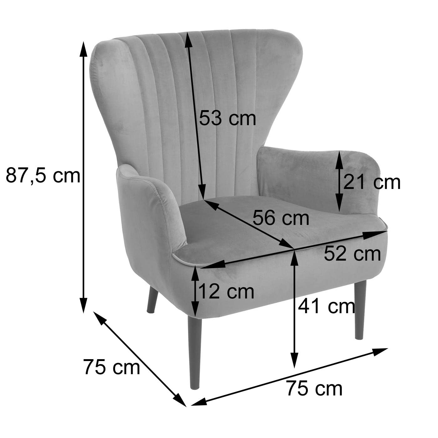 Mendler Lounge-Sessel HWC-K37, Cocktailsessel Polstersessel Sessel, Samt (280g/m²) - Creme-beige