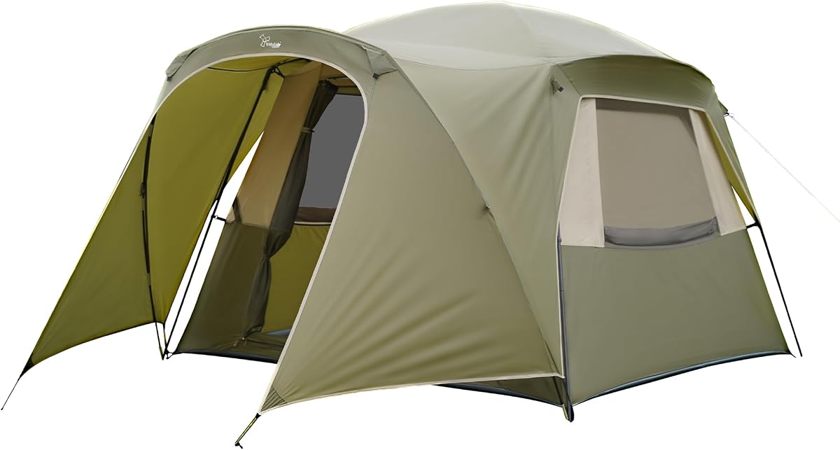 Vidalido Tienda de campaña para 3-4 personas con 1 puerta de malla y 2 ventanas de malla grandes, tienda de campaña familiar portátil impermeable de doble capa, tiendas de campaña para 4 personas para acampar al aire libre senderismo