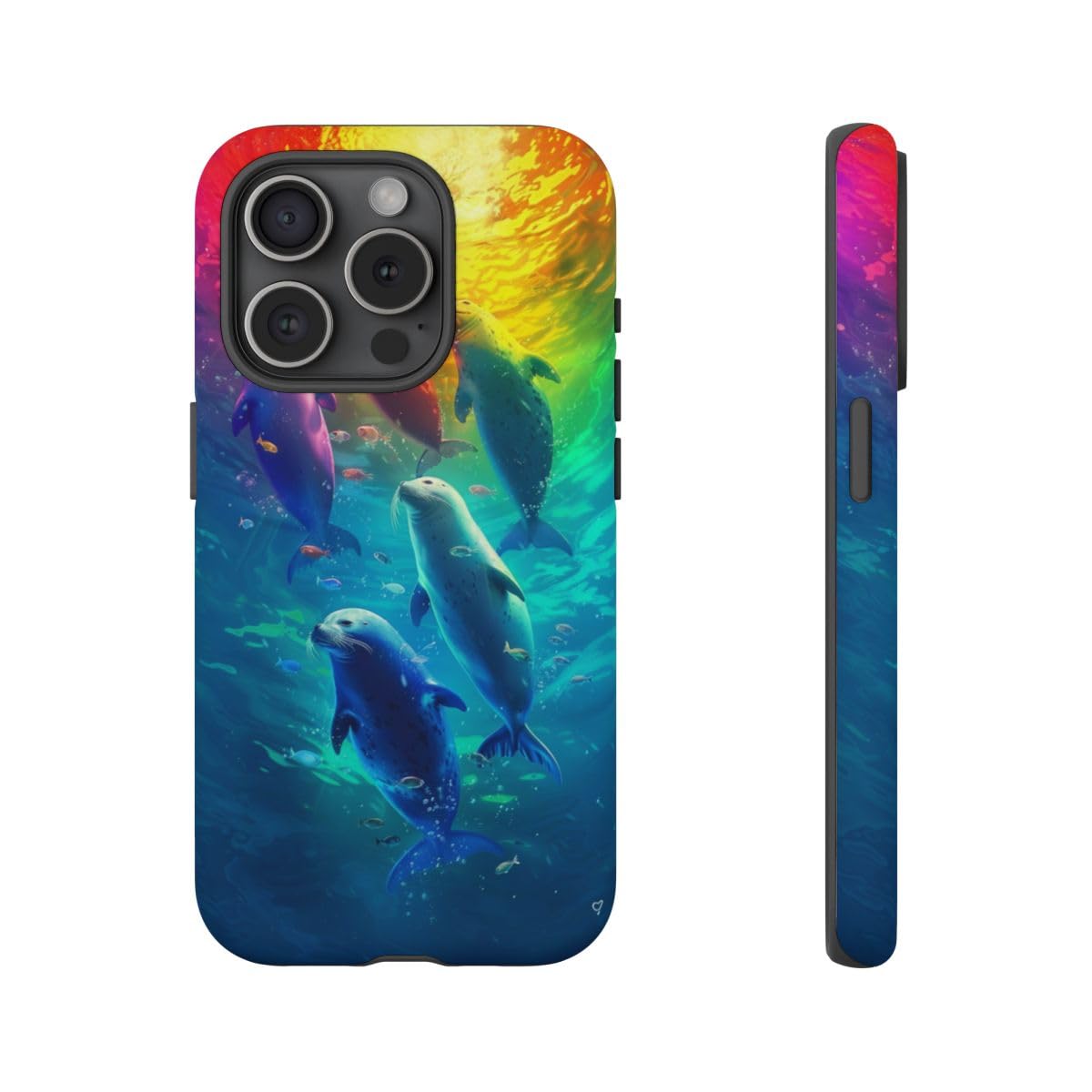 Carcasa iPhone 15 Pro resistente golpes diseño focas de colores 4