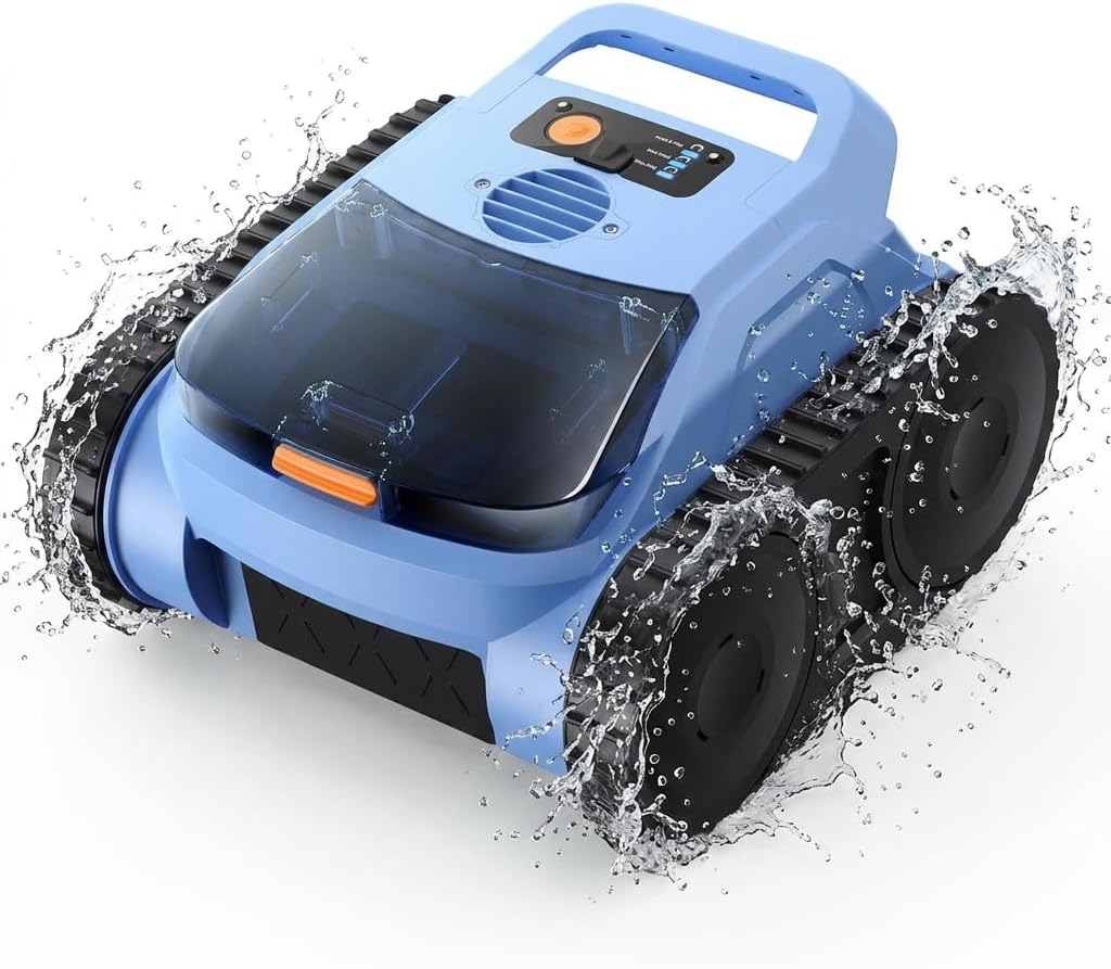 Automatic Robotic Pool Vacuum Cleaner, Cordless Pool Vacuum Robot for Inground & Above Ground Pools, 4800GPH Suction Cleans Floor, Wall & Waterline, Smart Navigation,Self-Parking 180Min to 2150 Sq.ft