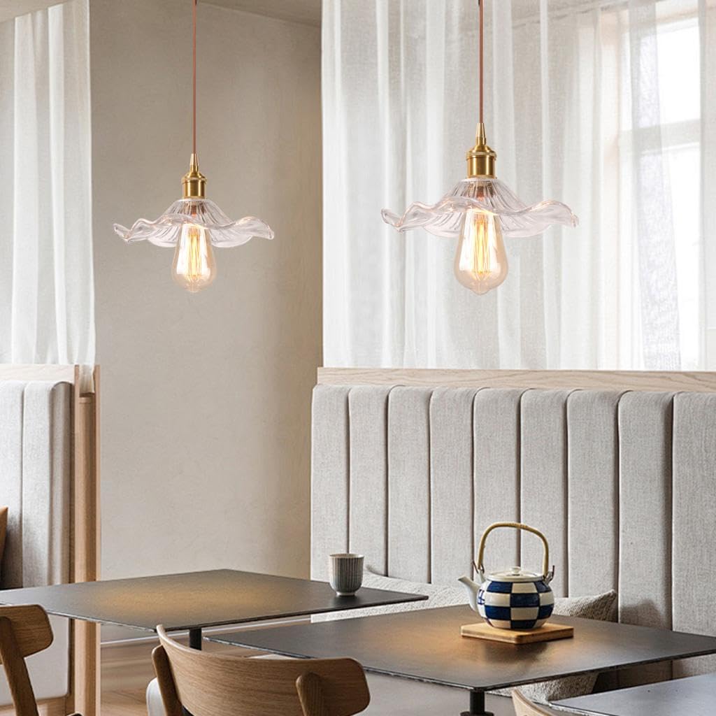Lustre Luminaires en Verre Intérieure, Lampe Suspendue Moderne E27, Vintage Laiton Doré Suspension Plafonniers pour Cuisine Cuisine Salon Chambre