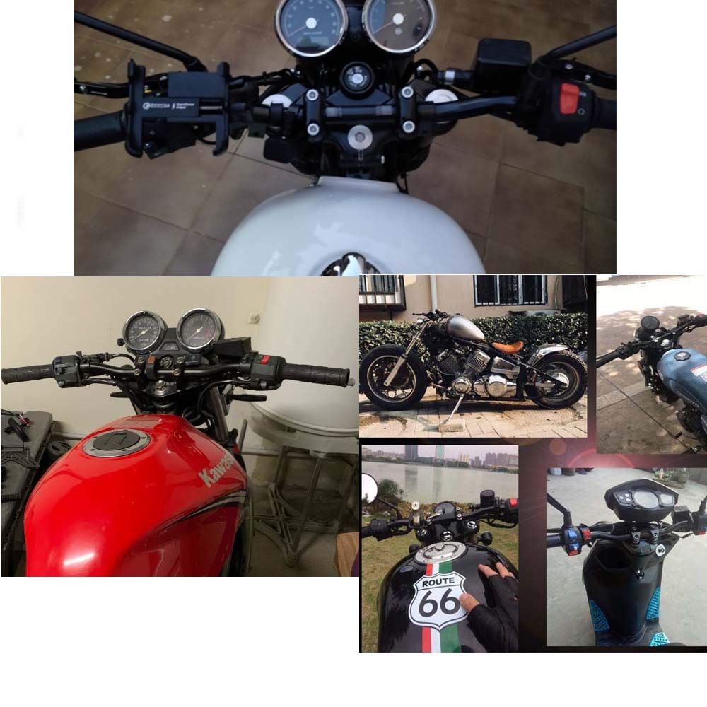 Chopper Cruiser Bobber Guidon en aluminium 22 mm Noir