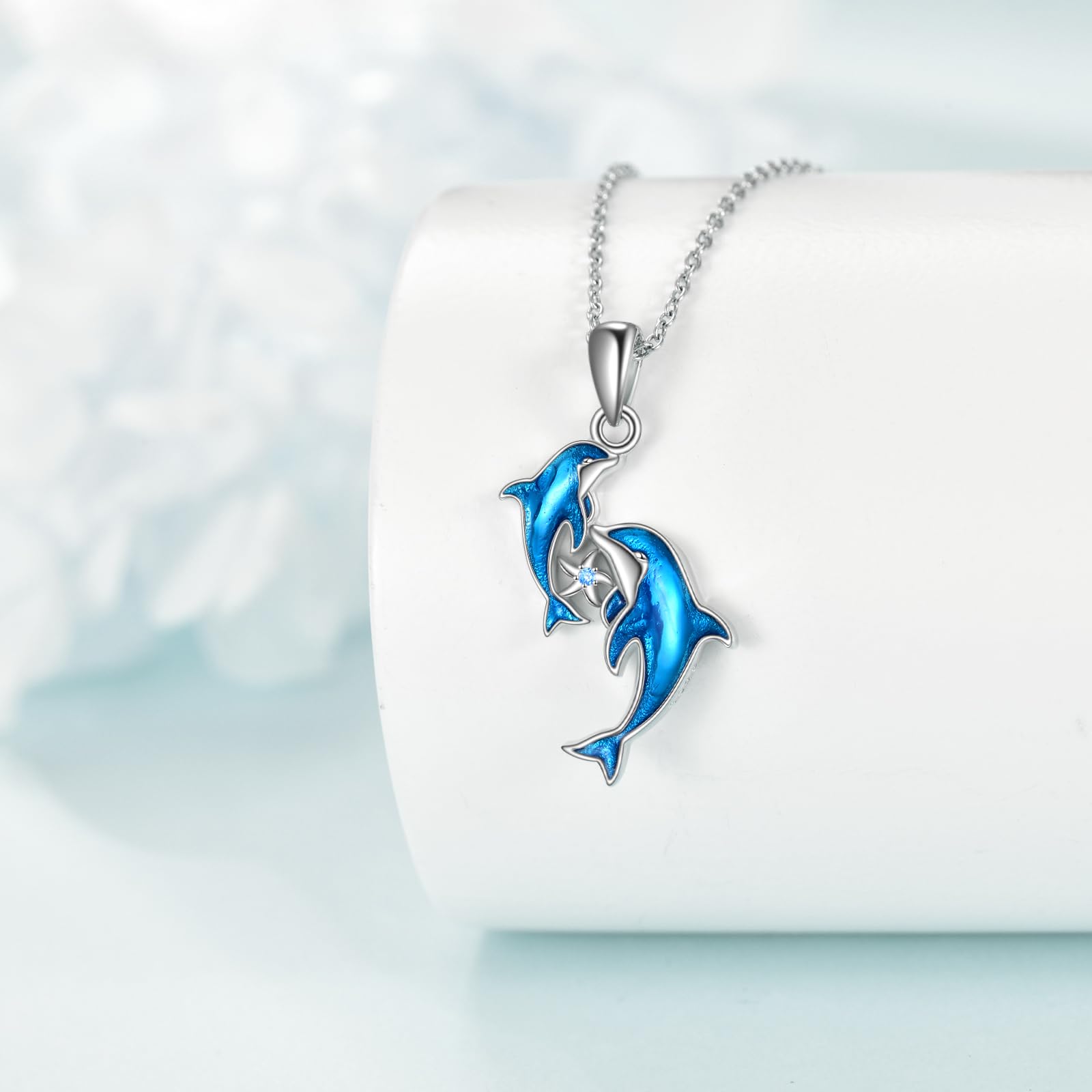 YFN 925 Sterling Silber Delfin Halskette – Elegante Meerjungfrau Anhänger Kette für Frauen – Perfekt Geschenk für Muttertag