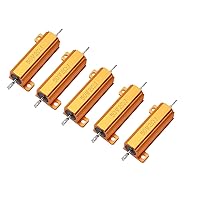 Vista 12 de 5pcs 50W 1 OHM aluminio alojado alambre herido resistencia tono oro