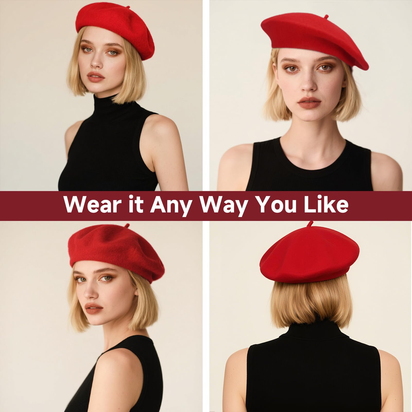 French Wool Beret Hats for Women Man Solid Color Classic Beanie Winter Cap Painter Berets.