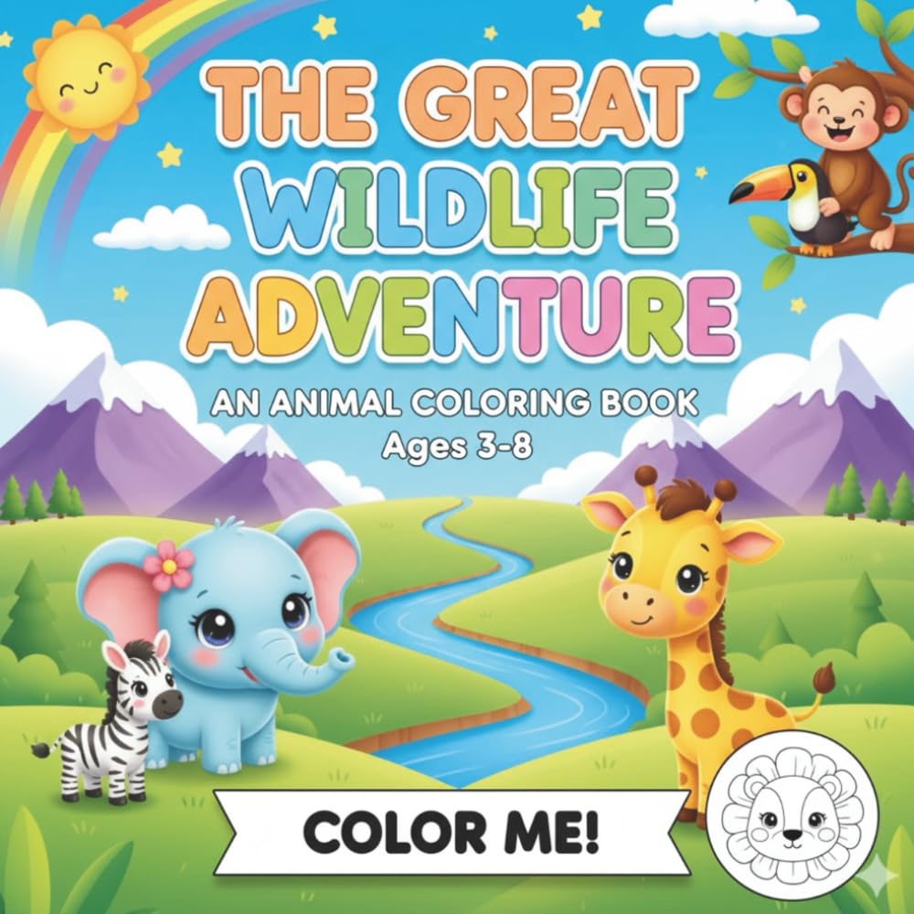 The Great Wildlife Adventures - An Animal Coloring Book: 50 Fun, Cute & Adorable Animals for Kids Ages 3–8