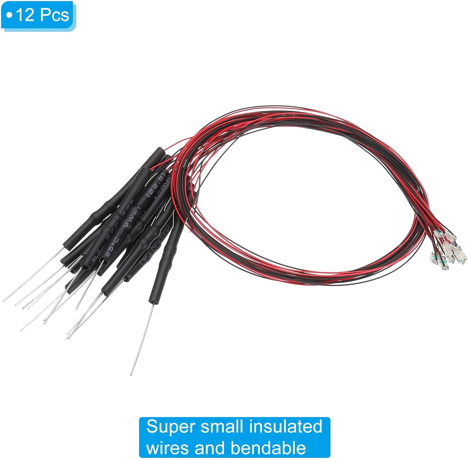 PATIKIL 1206 Pre-Wired Micro LED, 12 Pcs 3-6V Pre-soldered Mini Light Emitting Diodes Surface Mount Device for Model Building, DIY, Science Projects, 9.8" Length, Emerald Green