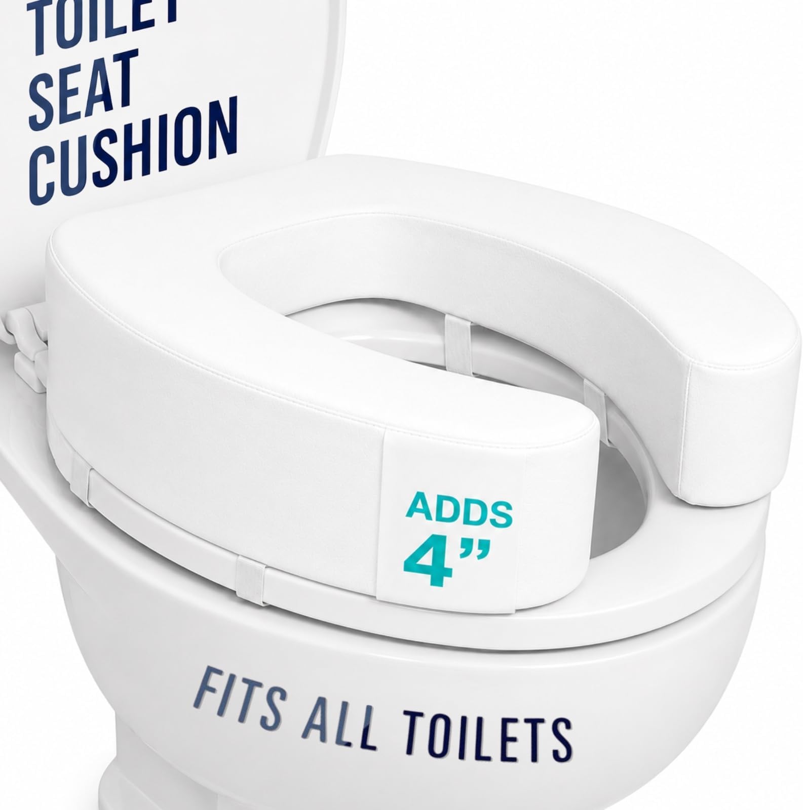 Vive Toilet Seat Cushion - Padded Soft Cushioned Foam - Fits All Toilets | Easy Clean Bathroom Attachment - Elongated, Standard Seats - Comfort & Support Donut for Handicap Adults