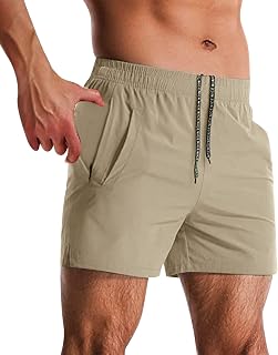 Mens Workout Shorts Elasticated Waist Quick Dry Gym Training Shorts Comfy Soft Weightlifting Shorts Outdoor Walking Shorts with Pockets