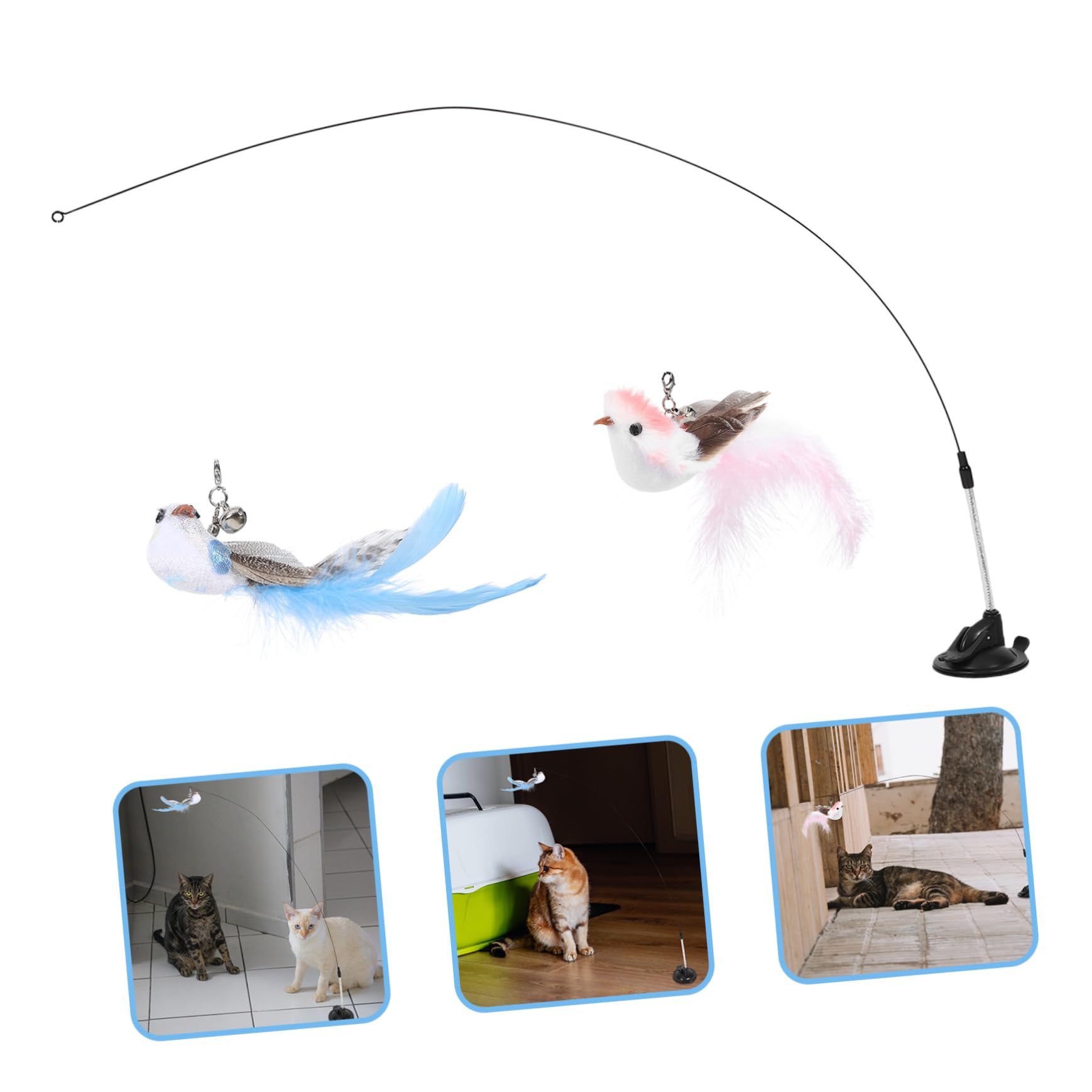YARNOW 2 Set Bastoncino Per Gatti a Ventosa Giocattoli Per Animali Domestici Per Gatti Giocattoli Interattivi Per Per Indoor Roba Da Filo Di Acciaio