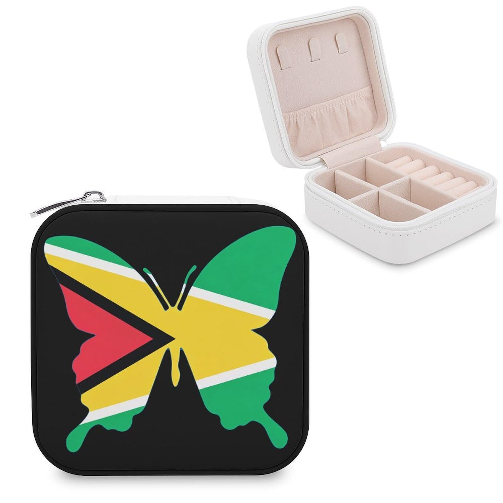 CUTJMDNGH Guyana Flag Butterfly Jewelry Box for Women Jewellery Case Organizer Storage Boxes Craft