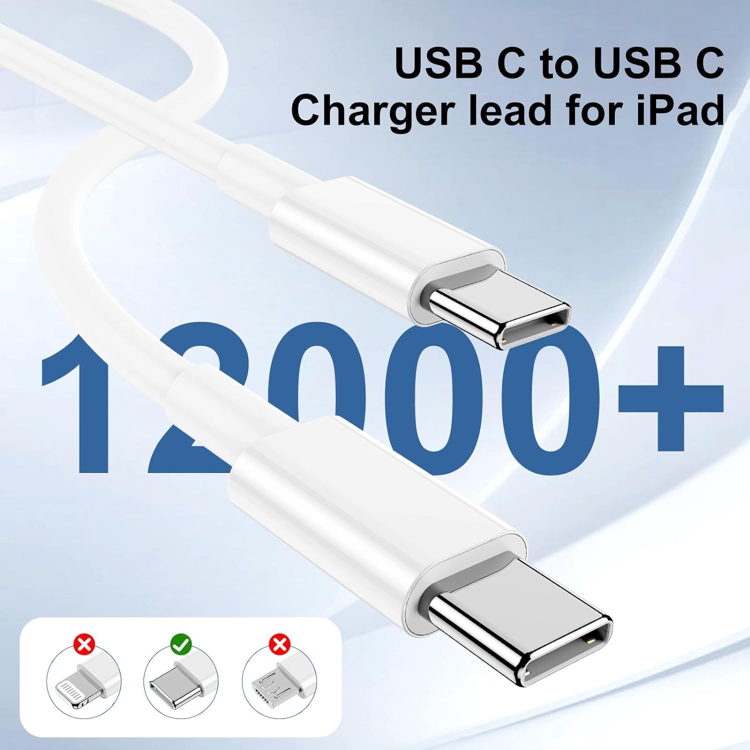 Genuine 20w USB C Charger Block For Extra Long For iPhone 15 16 Charger 10Ft,3-Pack Authentic 20W Fast Wall Charger For 15/16 Pro/Pro Max/iPad Pro AirPods/Samsung,with 3 Pack 10ft USB-C Cable White 10FT image 5 of 7 B0CZ6WKTN5
