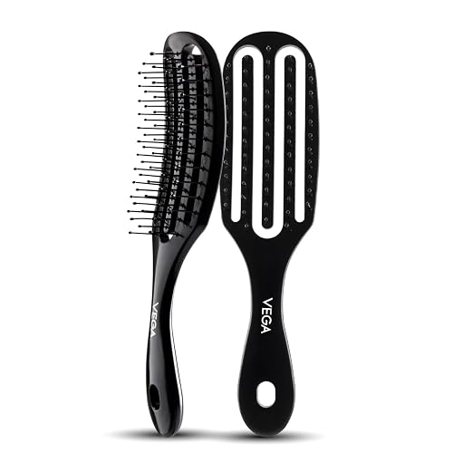 Vega Detangler Brush with Vent Design | Hair Brush for Wet & Dry Hair | Quick Drying, Anti-Frizz, Travel Friendly, Scalp Massaging Brush for Women, Men & Kids (India's No.1* Hair Brush Brand, DTB-02)