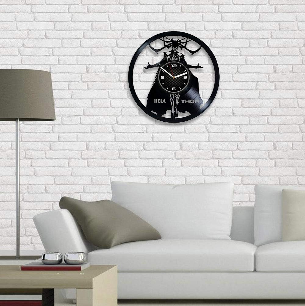 Hela Comics Hero Vinyl Clock Gift Wall Clock Modern Vinyl Record Wall Clock Avenger Clock Birthday Gift Comics Gift for Man