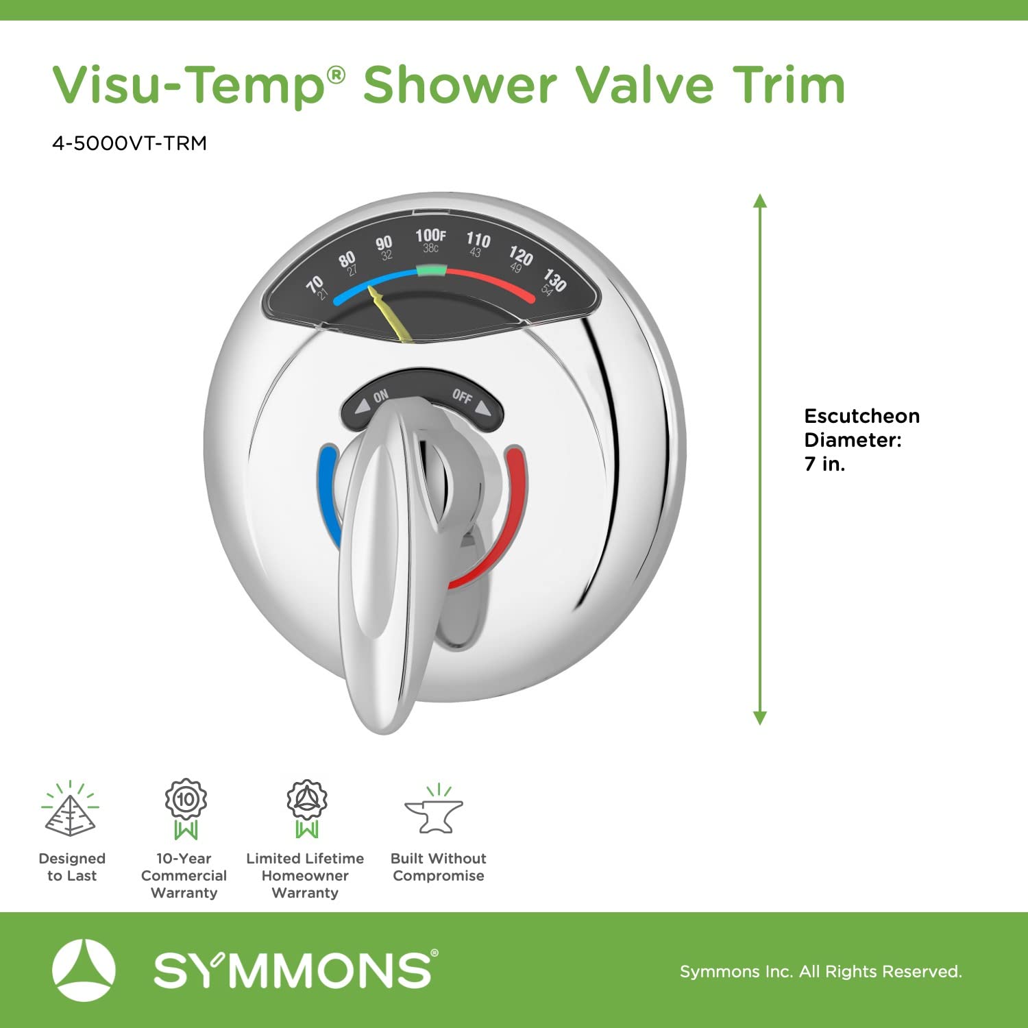 Symmons 4-5000VT-TRM Visu-Temp Shower Valve Trim in Polished Symmons 4-5000VT-TRM Visu-Temp Shower Valve Trim in Polished