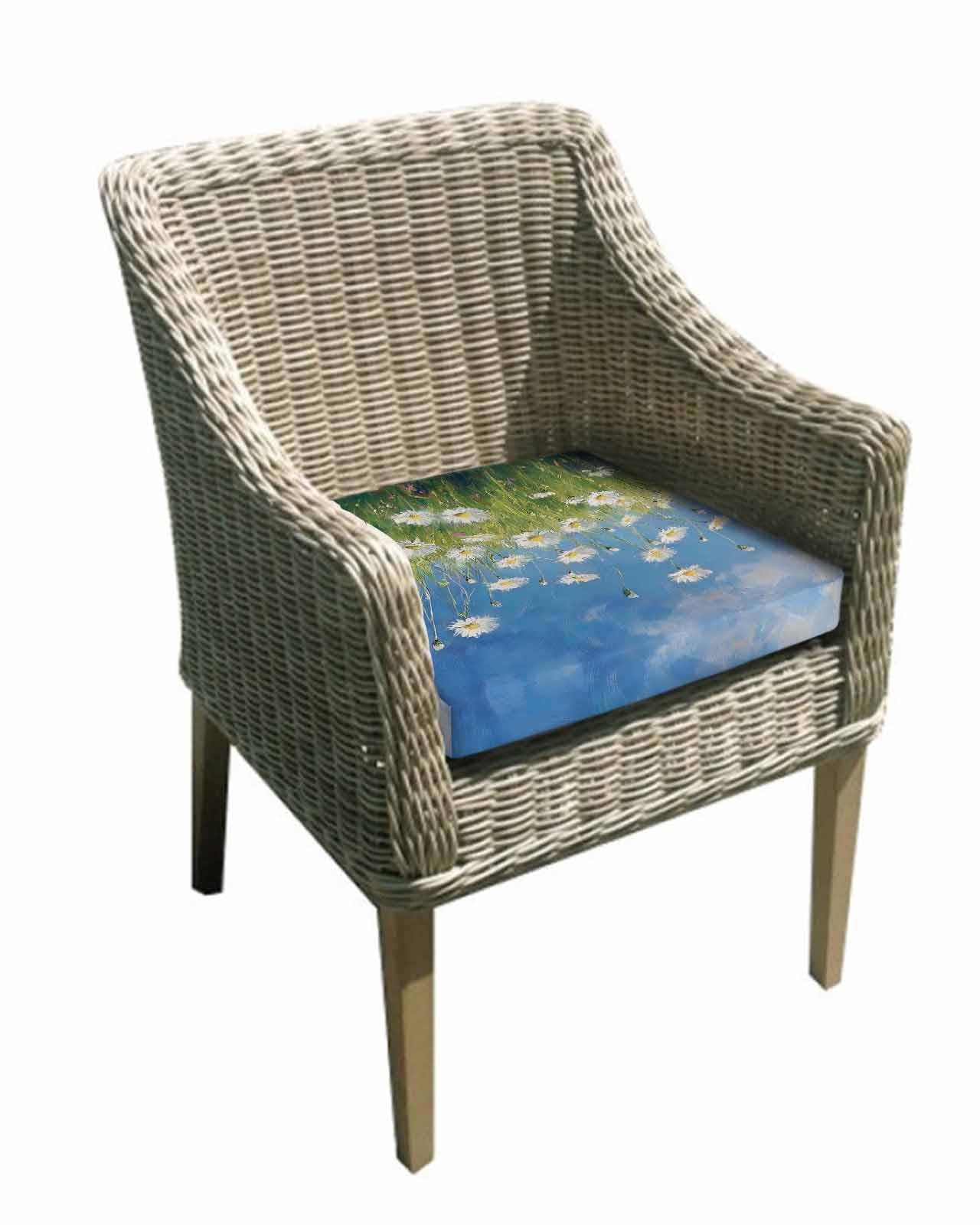 Spring Floral Outdoor Cushion Chair Cover Set of 2 - Waterproof Couch Seat Covers, Modern Oil Painting Farmhouse Flower White Patio Furniture Protector Cushions Slipcovers for Sofa/RV, 22