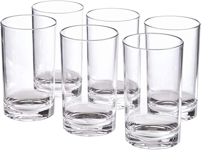 6 Pcs Highball Drinking Glasses, 7 oz Lead-Free Water Glasses Clear Glassware Sets Tall Drink Glasses for Mojito Juice Milk and Mixed Drinks, Bar Cocktail Glass Cups