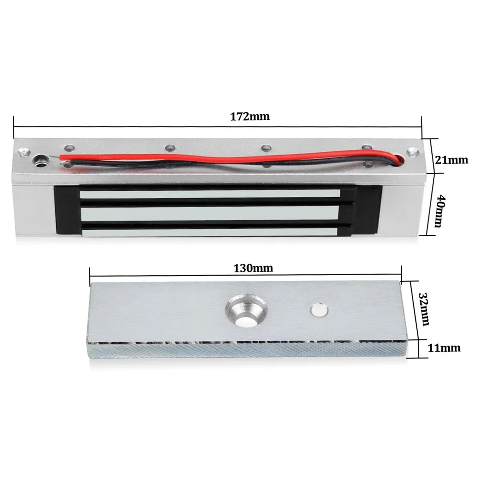 Cerraduras electromagnéticas de 12V, Cerradura magnética eléctrica de 180KG/350lbs, Soporte ZL U for electrónico de Control de Acceso de Puerta a Prueba de Agua(Lock with L Bracket)