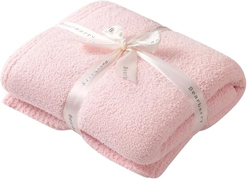bearberry Manta de Tiro Súper Suave y Esponjosa, Ligera, Acogedora y Cálida, Mantas de Tiro para Sofá, Cama, Sofá, para Todas las Estaciones (Rosa,