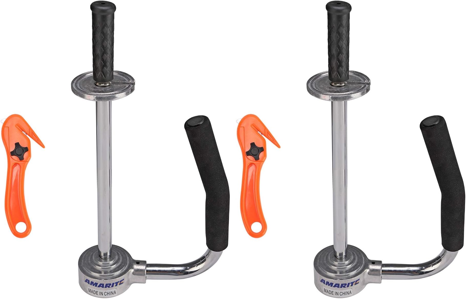 shrink wrap handle,Industrial Stretch Film Dispenser including Film Cutters,Suitable for 11" to 21.5" film height Pallet Wrap.Top Quality Stainless Steel, Tough, Durable (Pack of 2)