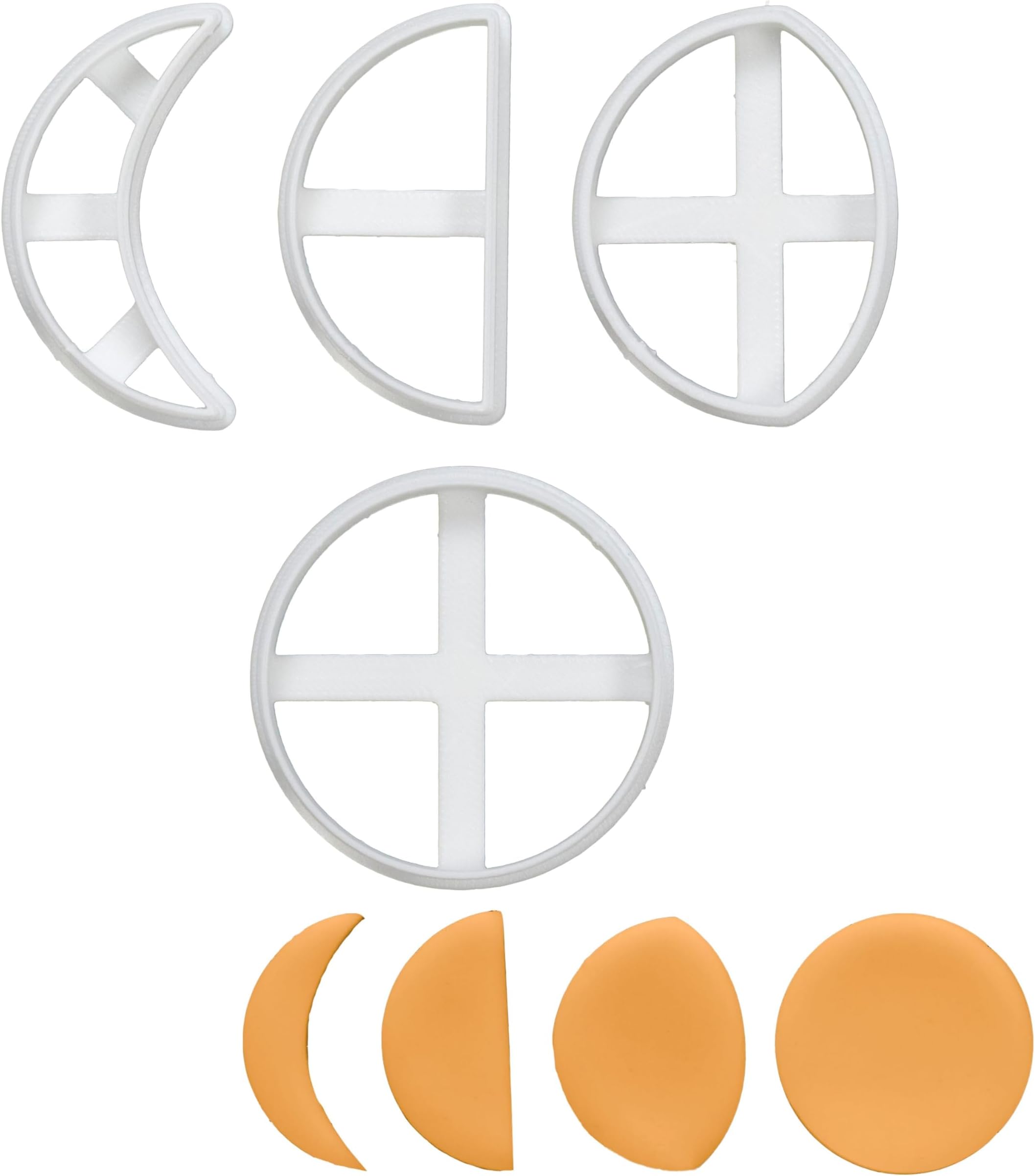BAKERLOGY Set of 4 Moon Cycle Cookie Cutters (Designs: Crescent Moon, Quarter Moon, Gibbous Moon, & Full Moon) - Detailed Biscuit Cutter Design for Baking and Crafts, Ideal on Fondant, Dough, Clay