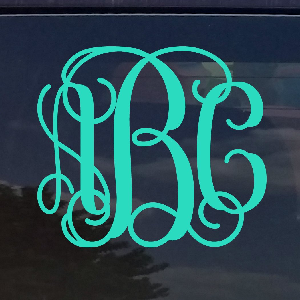 Custom Vine Monogram Initials Vinyl Decal/Bumper Sticker for Cars YETI Cup Laptop (6