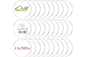 50-Piece Acrylic Ornaments, 4-Inch Round Blanks with Holes