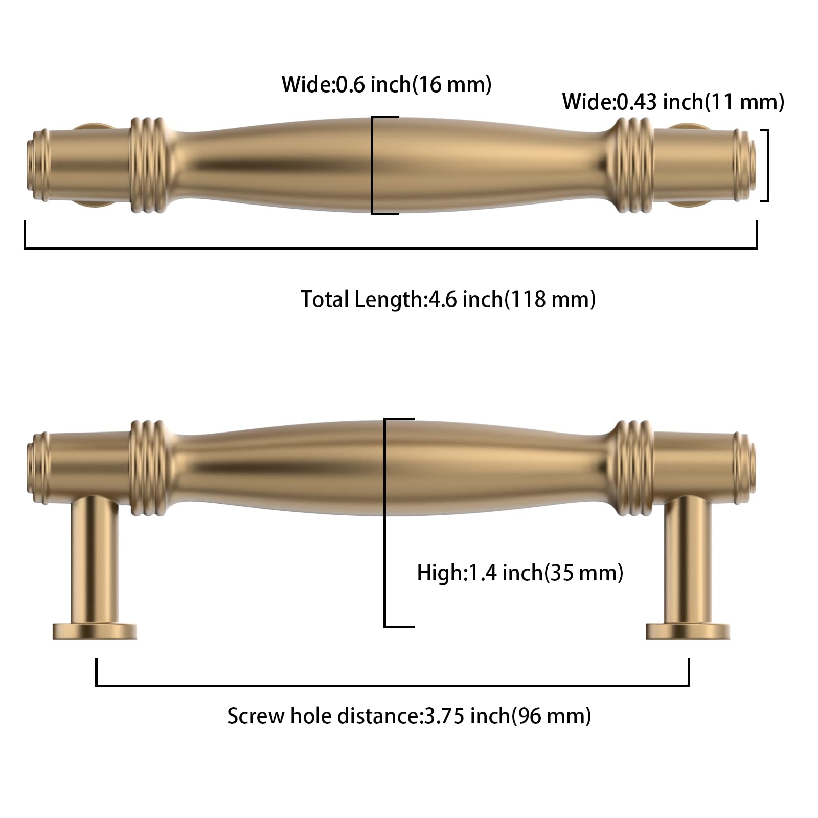 Closet Door Asidrama 10 Pack 3.75 Inch(96mm) Brushed Gold 96mm Center To Center Pulls - View #12