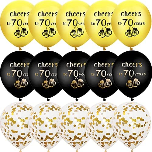 OTMVicor 60th Birthday Balloons,15pieces Black Gold Birthday Balloons,12inch Birthday Confetti Balloons