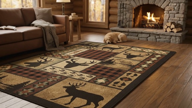 Tapete Deer Rug 3x5 ft con diseño rústico y antideslizante miniatura 7